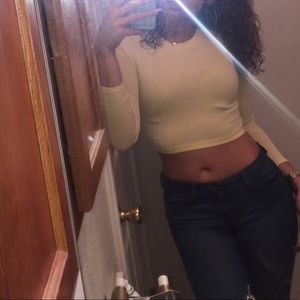 Long Sleeve Yellow Crop Top